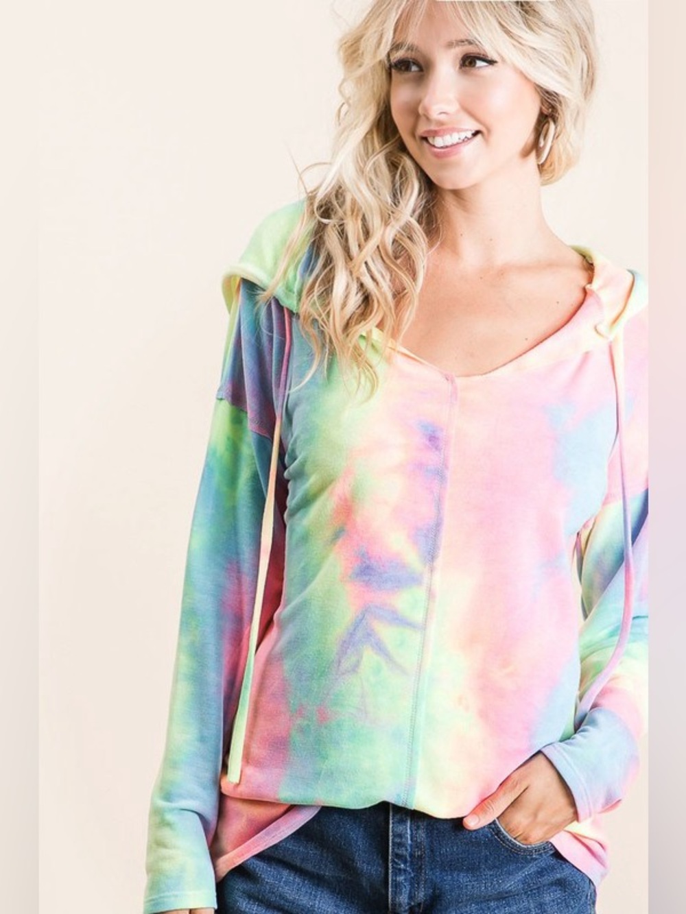 BiBi Tie Dye Terry Long Sleeve Hoodie - Picture 3 of 15